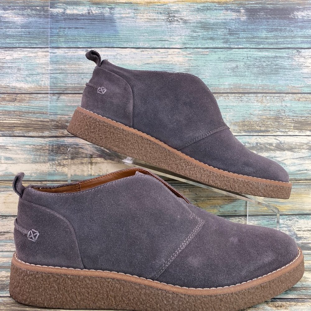 Franco Sarto Cliff Gray Suede Loafer Shoe Slip On Wedge Heel Comfort Womens 8.5M